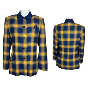 John Meyer of Norwich Preppy Vintage Plaid Blazer Jacket Size 6
